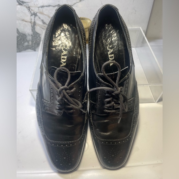 Church’s shoe men PRADA black leather dress oxford sz 9 - Picture 4 of 16